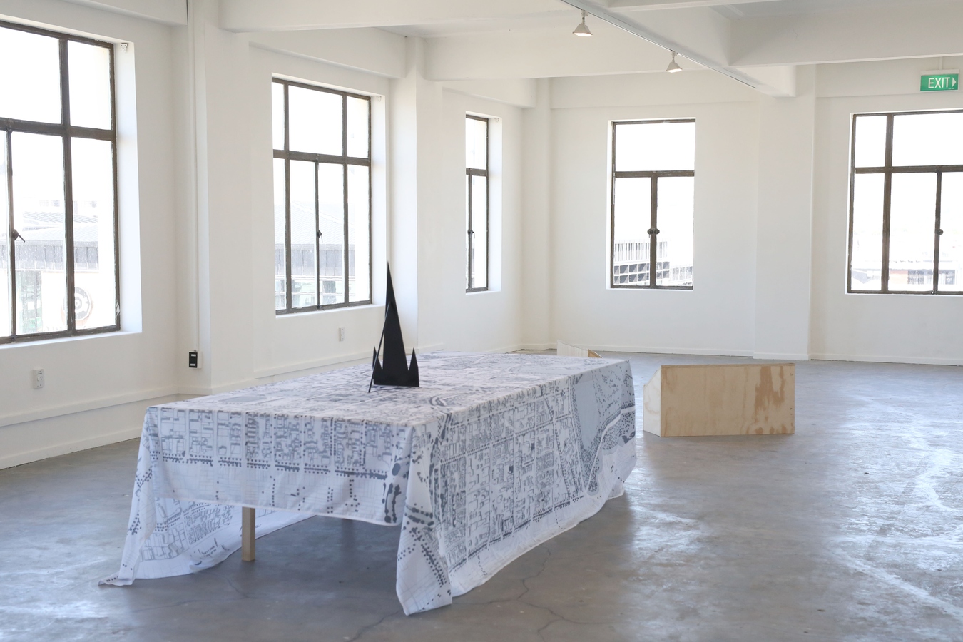 Matthew Galloway, Out of the Shadows, 2016, map derived from the CCDU Blueprint, designed by Warren and Mahoney for the Christchurch City Council in 2012. Image: Daegan Wells.