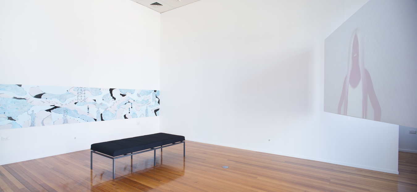 Image: Two Oceans at Once (installation view), Rhea Maheshwari, Skawennati, and Kahurangiariki Smith. Curated by Cameron Ah-Loo Matamua and Charlotte Huddleston. Photo: Janneth Gil.