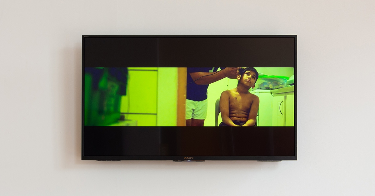 Installation view, Tanu Gago, APPARATUS, 2019, digital video, 19.21 min.