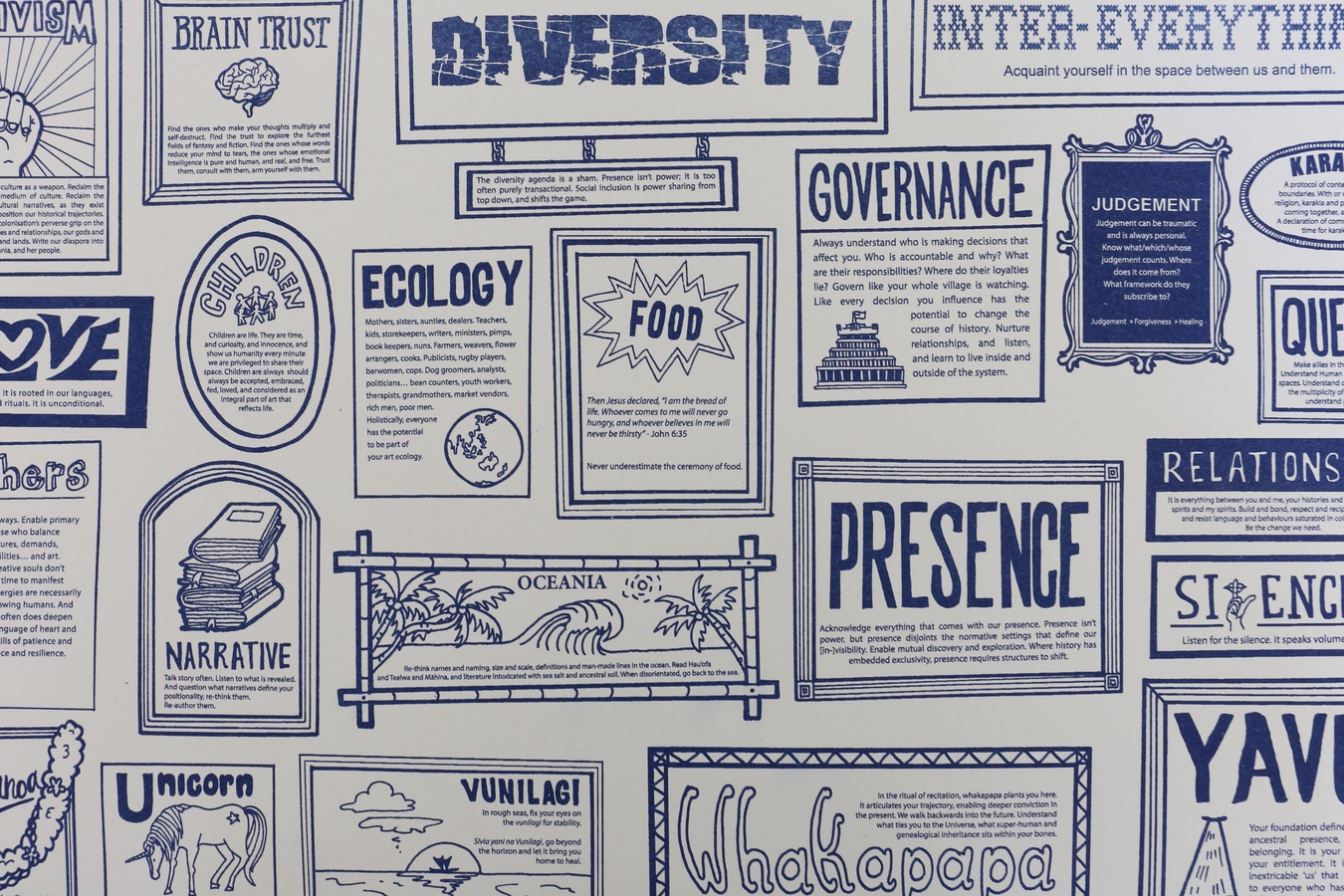 PIMPImanifesto (detail), 2017, written by Ema Tavola with support from Tanu Gago, Leilani Kake and Kolokesa Māhina-Tuai. Graphic design by Nicole Lim. Image: Daegan Wells.