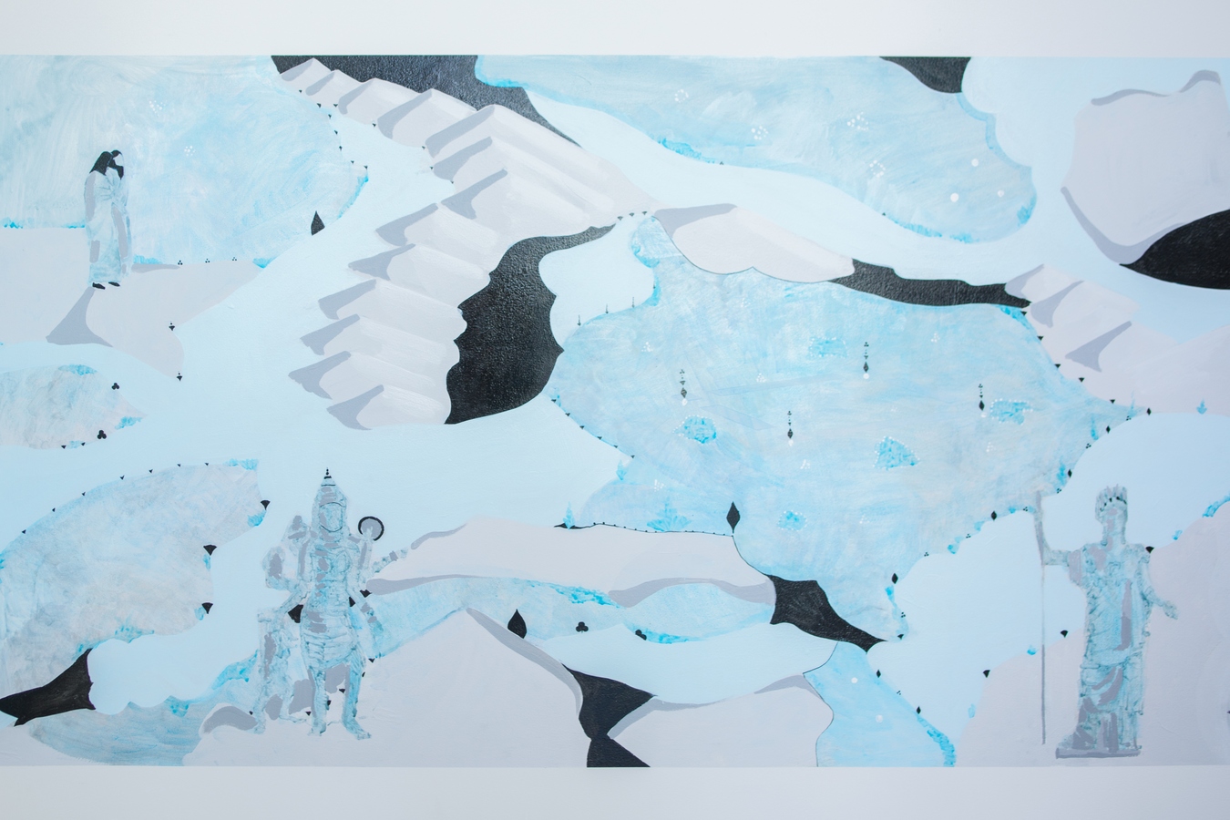 Image: Rhea Maheshwari, Ornamental Utopia (detail), 2019, acrylic wall painting, 1 x 9.6m. Photo: Janneth Gil.