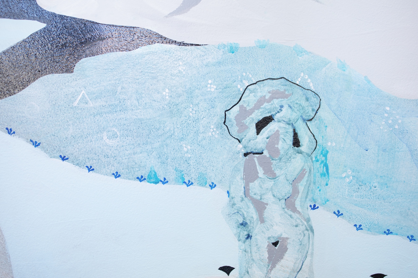 Image: Rhea Maheshwari, Ornamental Utopia (detail), 2019, acrylic wall painting, 1 x 9.6m. Photo: Janneth Gil.