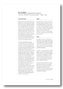 View GLEAM - curated by Chris Chapman - Essay by Chris Chapman as a PDF